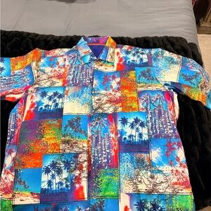 Bugatchi Multicolor Tropical Print Casual Button Down Shirt